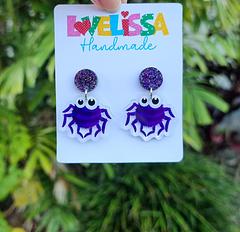Purple Spider Earrings