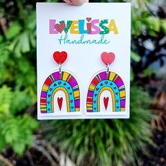 Multicoloured Heart Rainbow Earrings