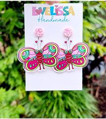 Big Pink Butterfly Earrings